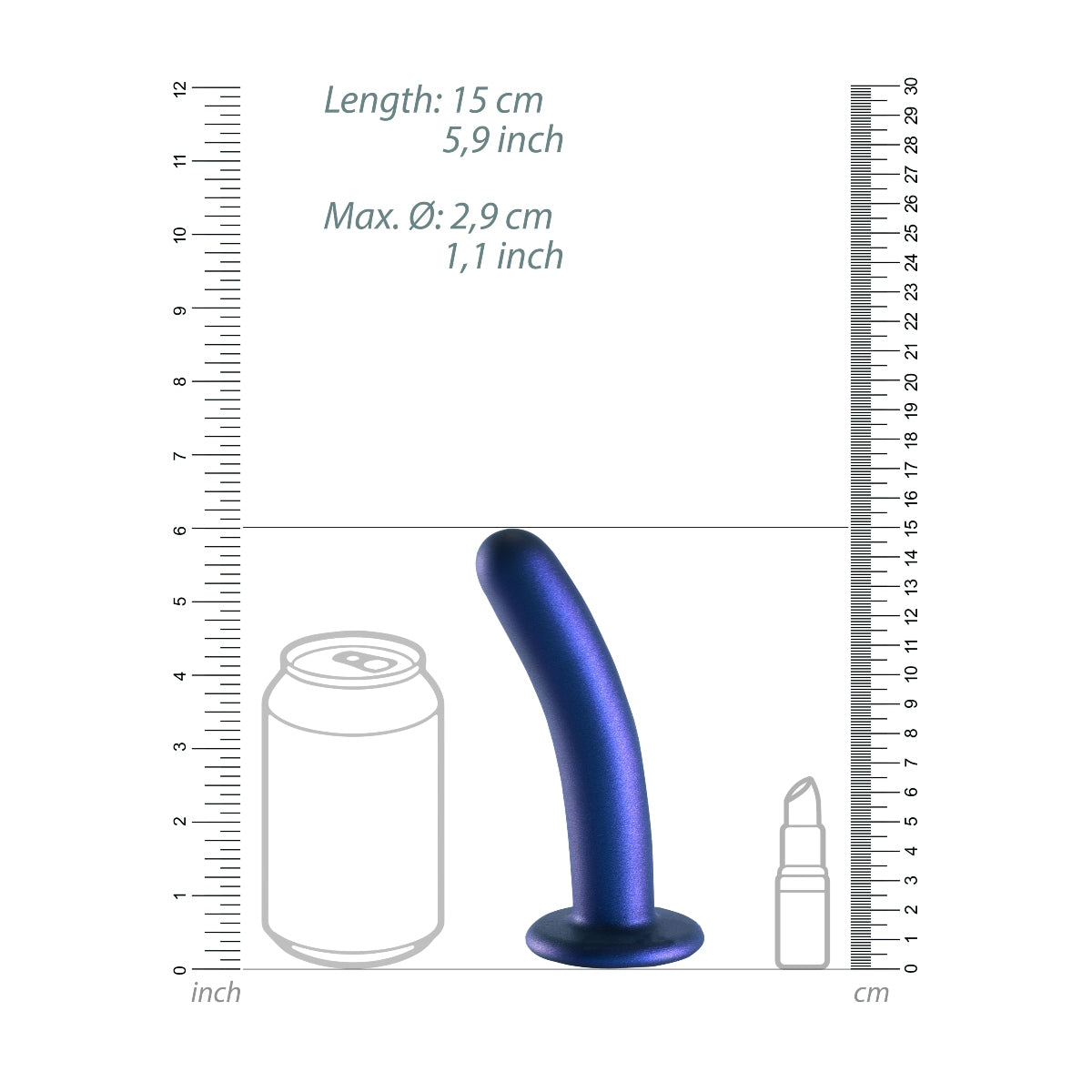 Ouch Smooth Silicone G Spot Dildo 6inch Metallic Blue