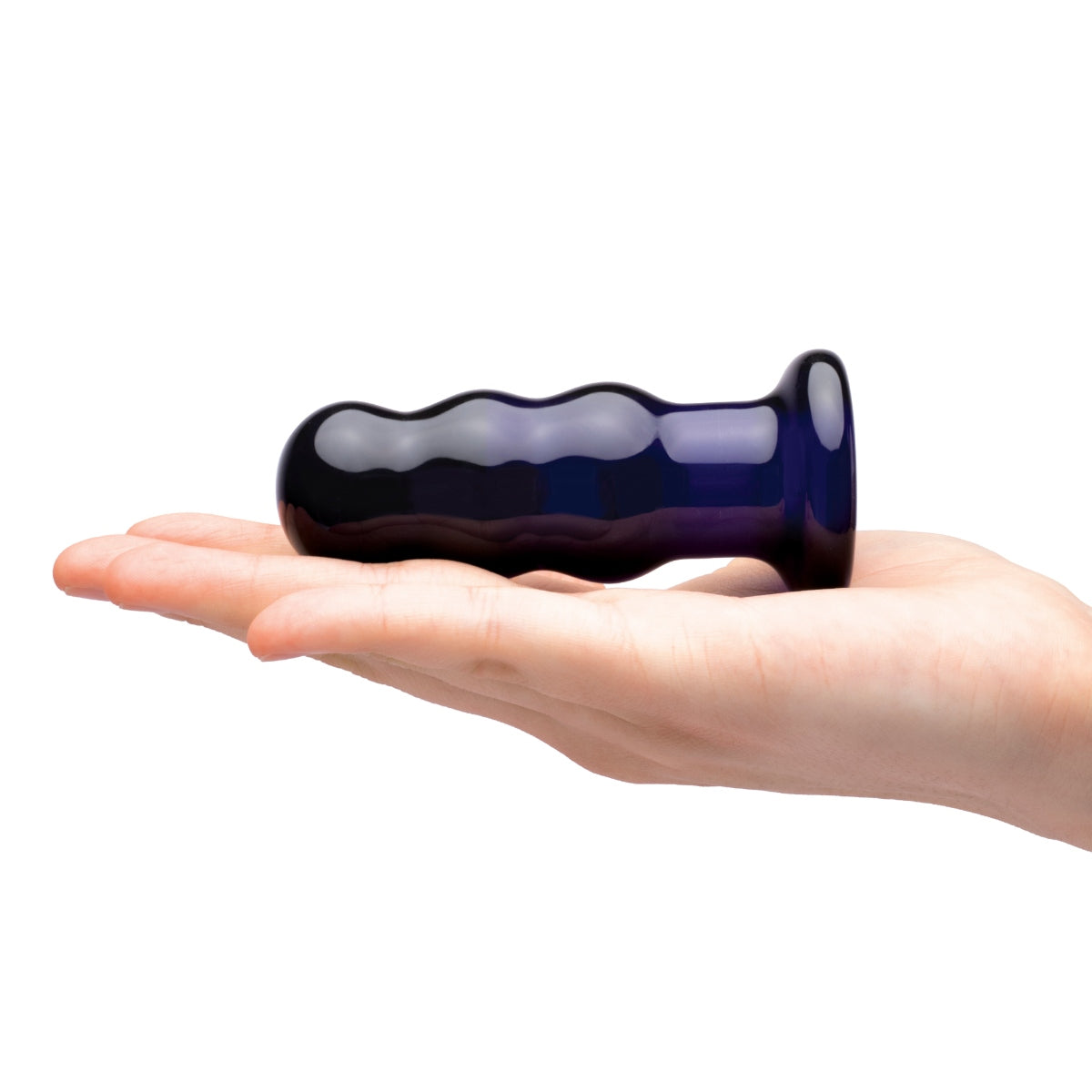 Glas Rechargeable Remote Controlled Vibrating Beaded Butt Plug Blue (3.5")