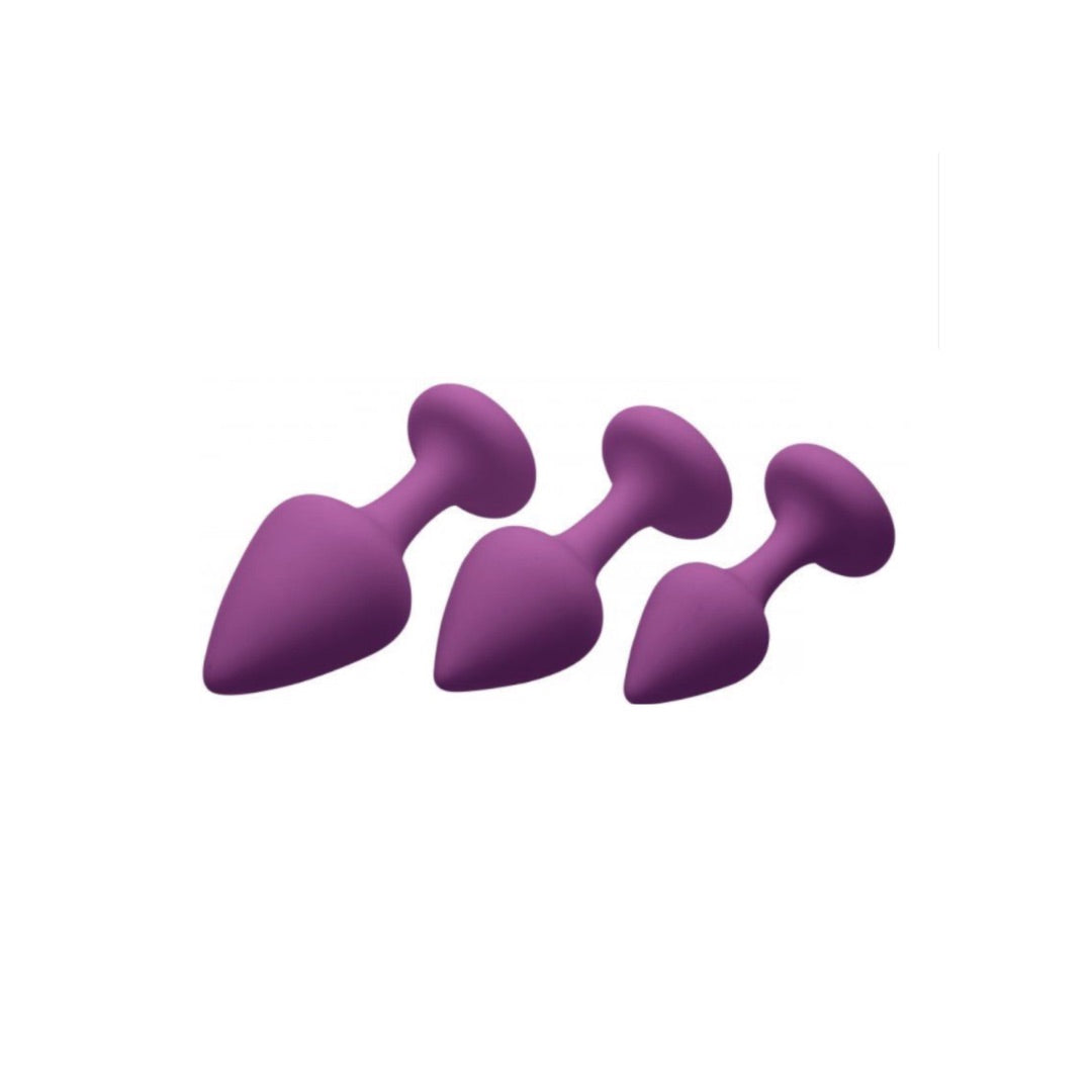Purple Pleasures 3 Piece Silky Silicone Anal Plugs