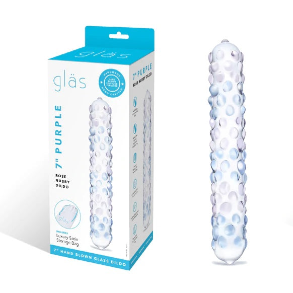 Glas Rose Nubby Dildo Purple (7")