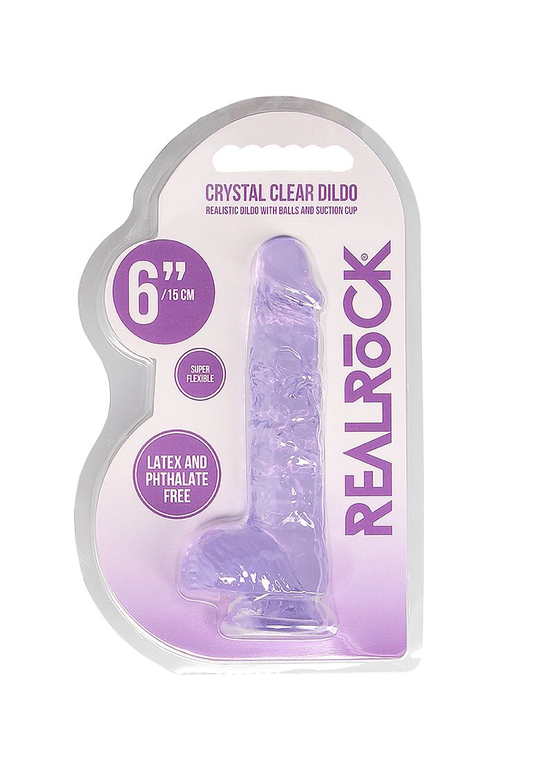 REAL ROCK CRYSTAL CLEAR 6" REALISTIC DILDO WITH BALLS